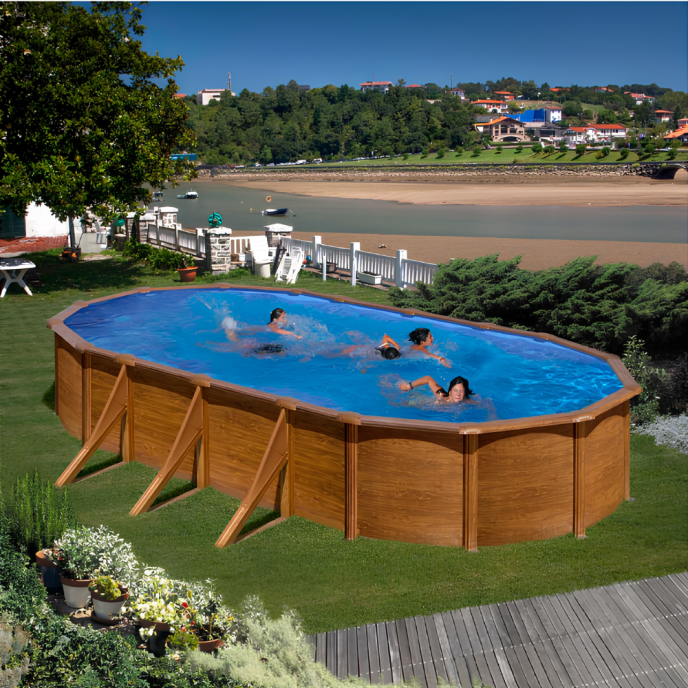 Piscine Gre acier ovale Pacific - 744 x 399 x H 122 cm (Filtre à sable)