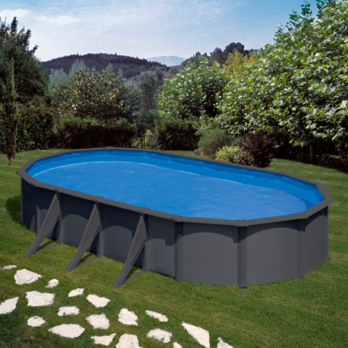 Piscine Gre acier ovale Luko - 744 x 575 x H 122 cm (Filtre à sable)