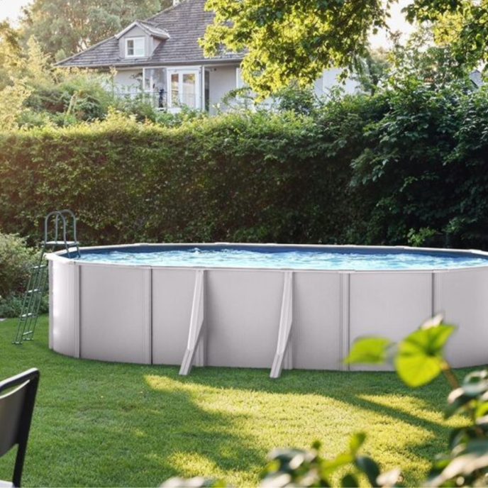 Piscine Gre acier ovale Fidji - 744 x 399 x H 122 cm (Filtre à sable)