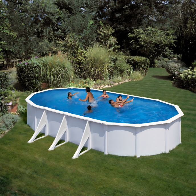 Piscine Gre acier ovale Fidji - 744 x 399 x H 122 cm (Filtre à sable)
