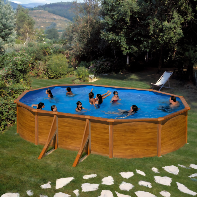 Piscine Gre acier ovale Pacific - 634 x 399 x H 122 cm (Filtre à sable)