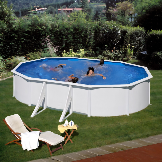 Piscine Gre acier ovale Fidji - 634 x 399 x H 122 cm (Filtre à sable)