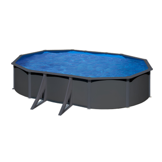 Piscine Gre acier ovale Anthracite 527 x 500 x H 122 cm (Filtre à sable)