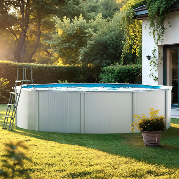 Piscine Gre acier ronde Fidji - Ø 480 x H 122 cm (Filtre à sable)