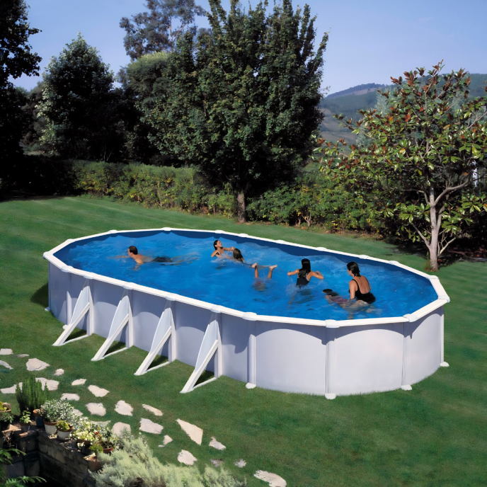 Piscine Gre acier ovale Atlantis - 920 x 505 x H 132 cm (Filtre à sable)
