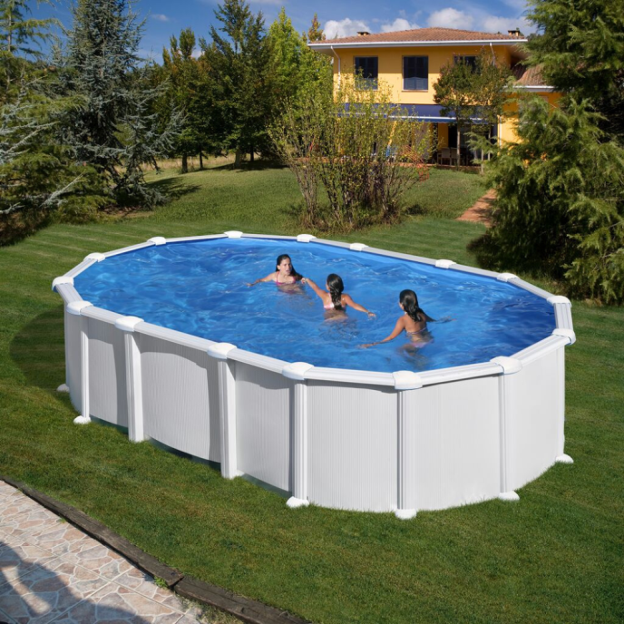 Piscine Gre acier ovale Haiti - 634 x 400 x H 132 cm