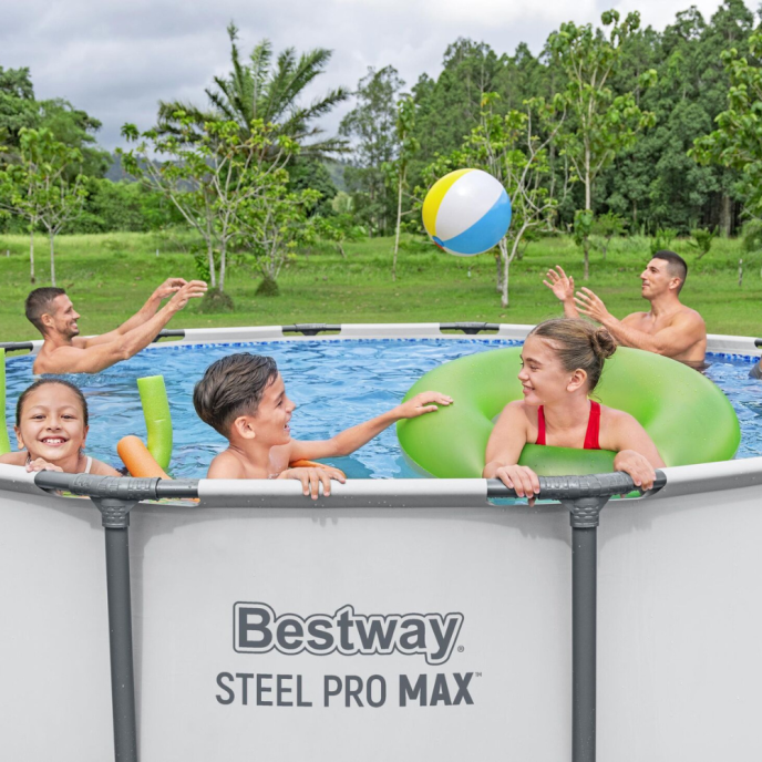 Piscine Bestway tubulaire ronde Steel Pro Max - Ø 396 x H 122 cm (Filtre à cartouche)