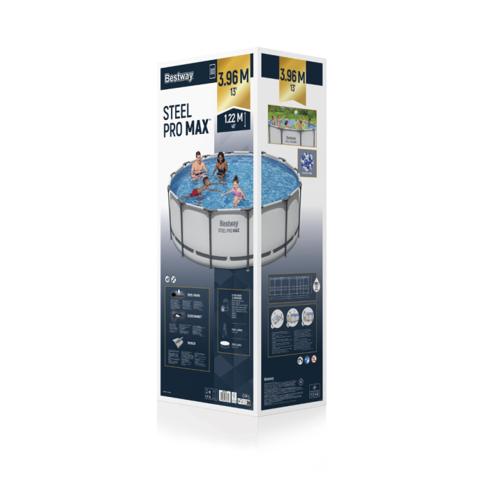 Piscine Bestway tubulaire ronde Steel Pro Max - Ø 396 x H 122 cm (Filtre à cartouche)