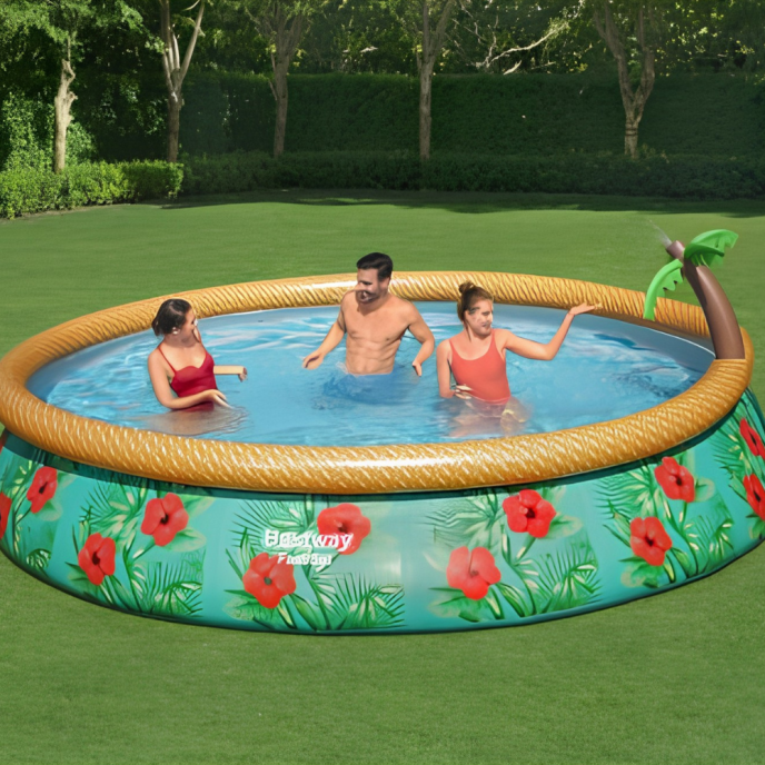 Piscine Bestway autoportée ronde Fast Set Paradise Palms - Ø 457 x H 84 cm (Filtre à cartouche)