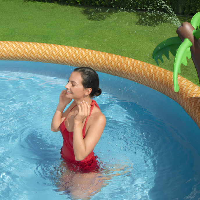 Piscine Bestway autoportée ronde Fast Set Paradise Palms - Ø 457 x H 84 cm (Filtre à cartouche)