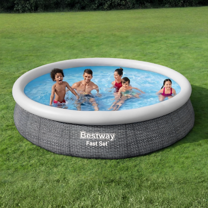 Piscine Bestway autoportée ronde Fast Set Rotin - Ø 396 x H 84 cm (Filtre à cartouche)