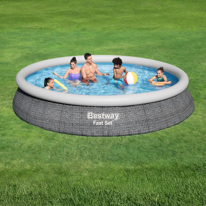 Piscine Bestway autoportée ronde Fast Set Rotin - Ø 457 x H 107 cm (Filtre à cartouche)