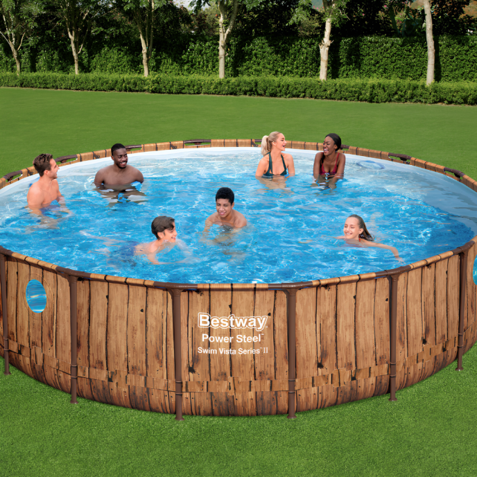 Piscine Bestway tubulaire ronde Power Steel Vista - Ø 549 x H 122 cm (Filtre à cartouche)