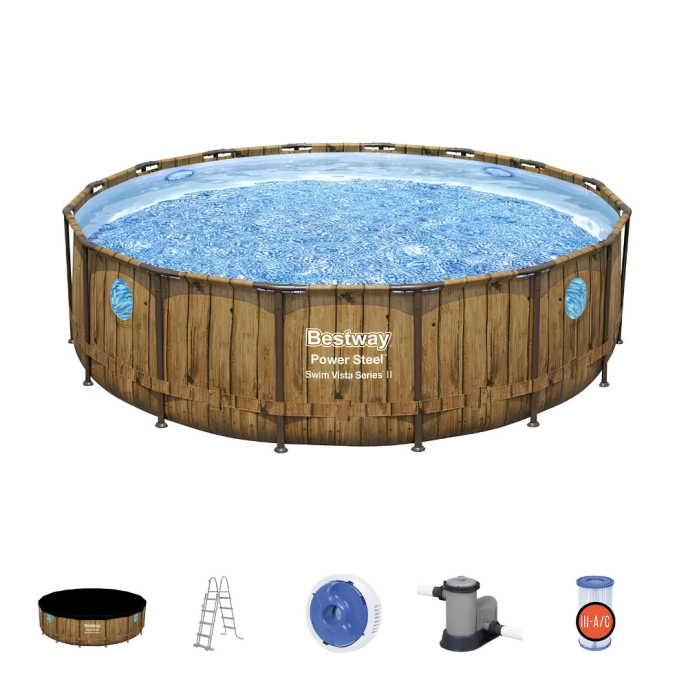 Piscine Bestway tubulaire ronde Power Steel Vista - Ø 549 x H 122 cm (Filtre à cartouche)