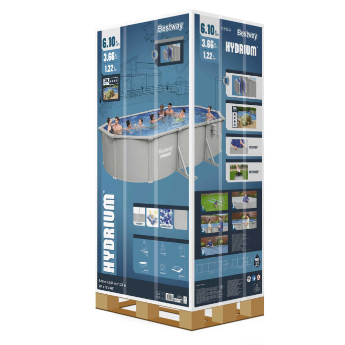 Piscine Bestway acier Hydrium - 617 x 533 x H 122 cm (Filtre à sable)
