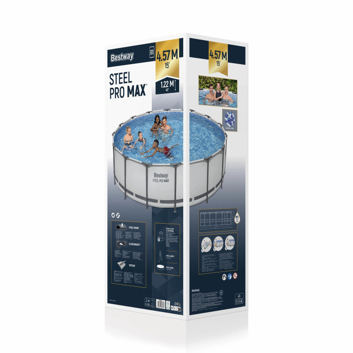 Piscine Bestway tubulaire ronde Steel Pro Max- Ø 457 x H 122 cm (Filtre à cartouche)