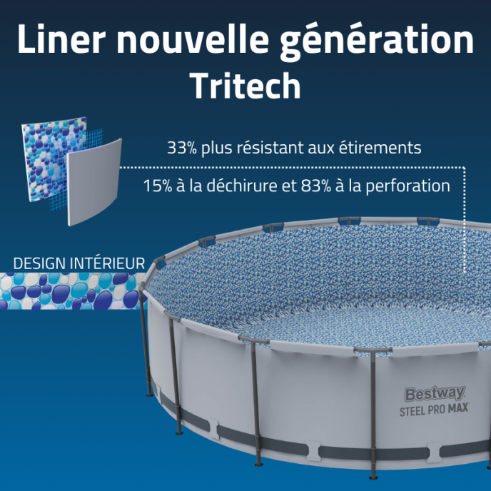Piscine Bestway tubulaire ronde Steel Pro Max - Ø 427 x H 107 cm (Filtre à cartouche)