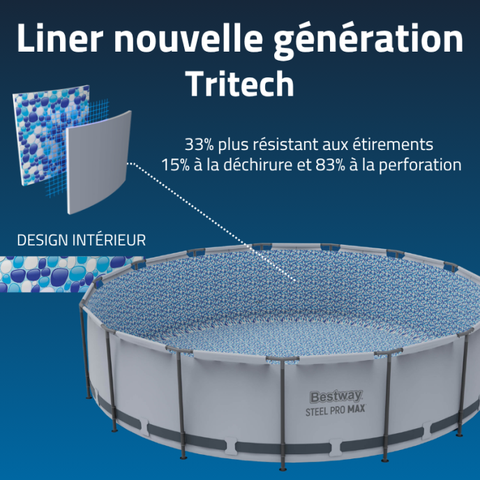 Piscine Bestway tubulaire ronde Steel Pro Max - Ø 396 x H 122 cm (Filtre à cartouche)