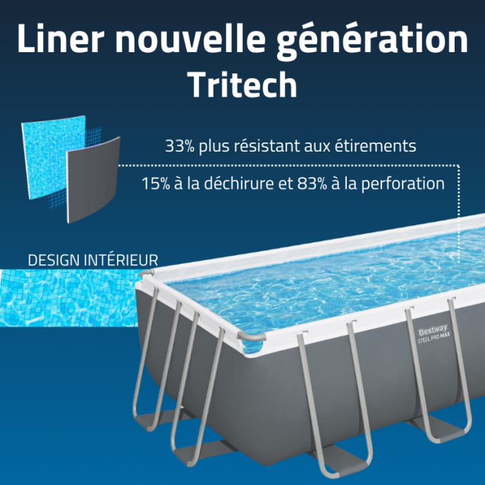 Piscine Bestway tubulaire rectangulaire Steel Pro Max - 488 x 244 x 122 cm (Filtre à sable)