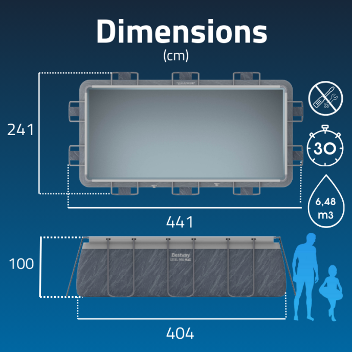 Piscine Bestway tubulaire Steel Pro Max - 404 x 201 x H 100 cm (Filtre à cartouche)