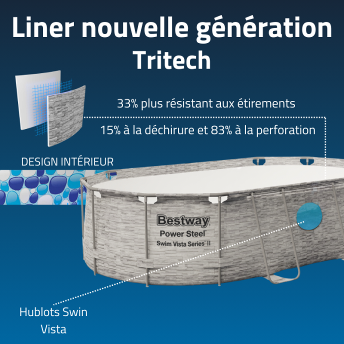 Piscine Bestway tubulaire ovale Steel Pro MAX Splashview - 488 x 305 x 107 cm (Filtre à sable)