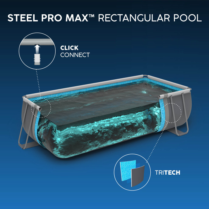 Piscine Bestway tubulaire rectangulaire Steel Pro MAX - 549 x 274 x H 122 cm (Filtre à sable)