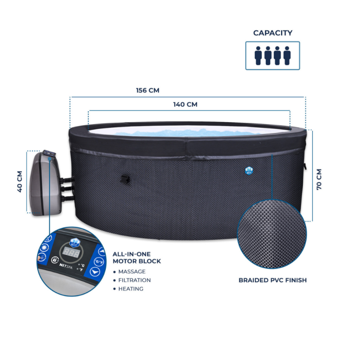 Pack spa semi-rigide NetSpa Vita + mobilier (2 à 4 places)