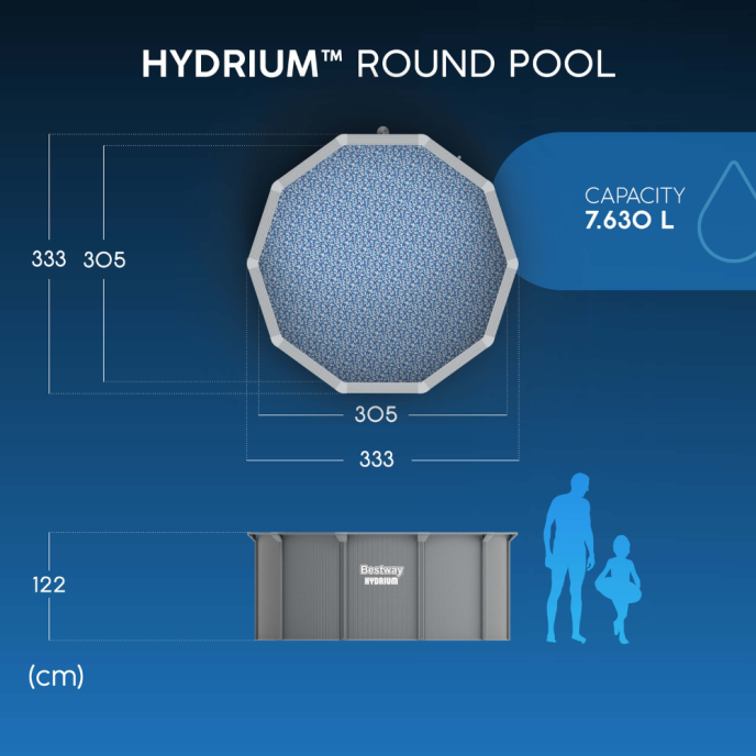 Piscine Bestway acier Hydrium - Ø 333 x H 120 cm (Filtre à sable)