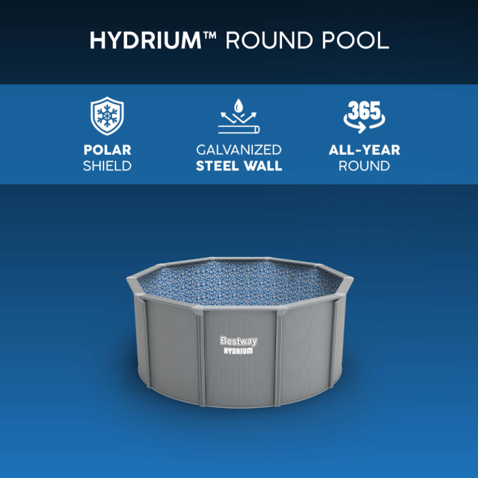 Piscine Bestway acier Hydrium - Ø 333 x H 120 cm (Filtre à sable)