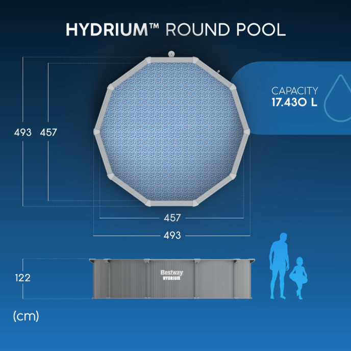 Piscine Bestway acier Hydrium - Ø 493 x H 122 cm (Filtre à sable)
