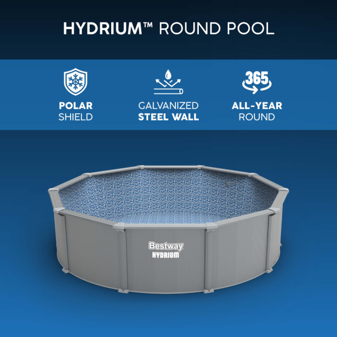 Piscine Bestway acier Hydrium - Ø 493 x H 122 cm (Filtre à sable)