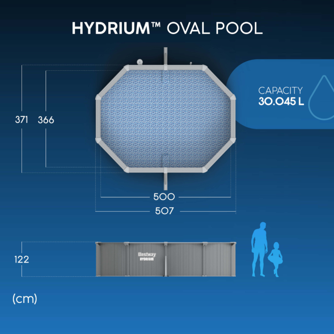 Piscine Bestway acier Hydrium - 507 x 533 x H 122 cm (Filtre à sable)
