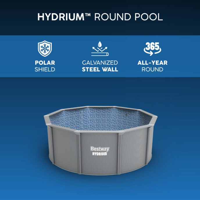Piscine Bestway acier Hydrium - Ø 393 x H 122 cm (Filtre à sable)