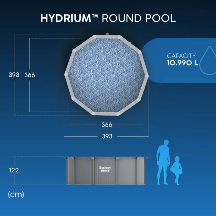 Piscine Bestway acier Hydrium - Ø 393 x H 122 cm (Filtre à sable)