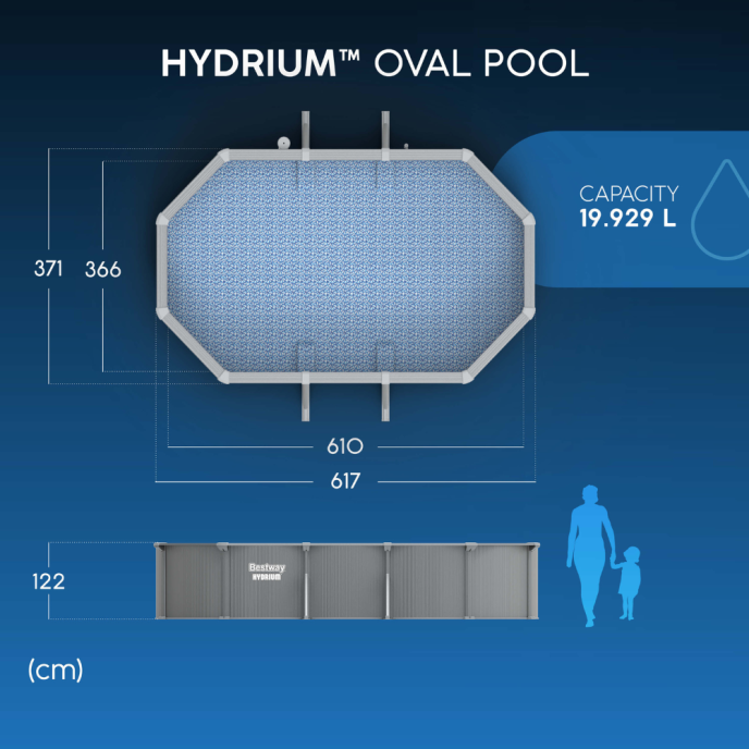 Piscine Bestway acier Hydrium - 617 x 533 x H 122 cm (Filtre à sable)
