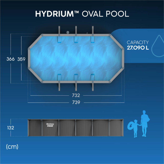 Piscine Bestway acier Hydrium - 739 x 503 x 132 cm (Filtre à sable)