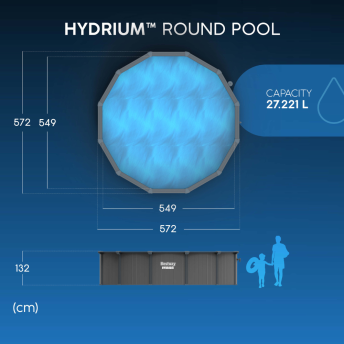 Piscine Bestway acier Hydrium - Ø 572 x H 132 cm (Filtre à sable)