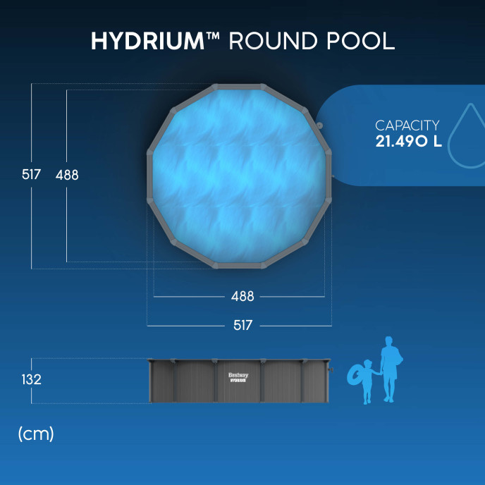 Piscine Bestway acier Hydrium - Ø 523 x H 132 cm (Filtre à sable)