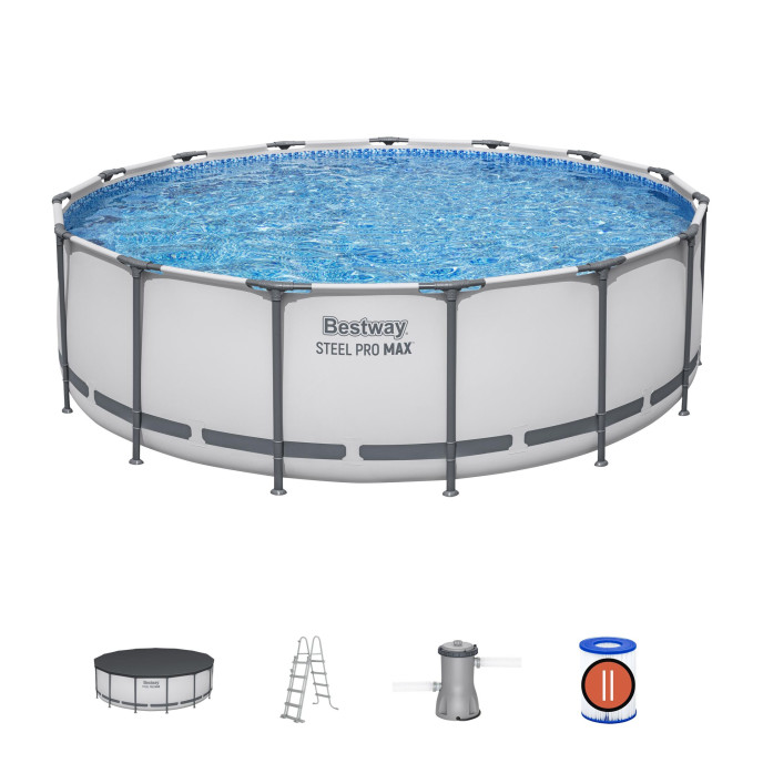 Piscine Bestway tubulaire ronde Steel Pro Max- Ø 457 x H 122 cm (Filtre à cartouche)
