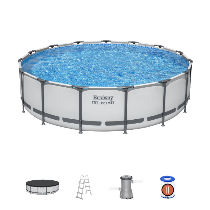 Piscine Bestway tubulaire ronde Steel Pro Max - Ø 457 x H 107 cm (Filtre à cartouche)