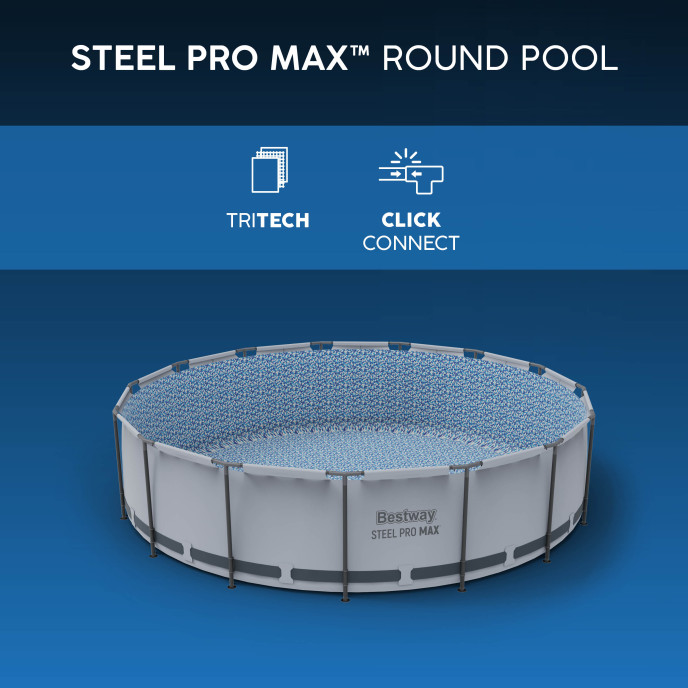 Piscine Bestway tubulaire ronde Steel Pro Max - Ø 457 x H 107 cm (Filtre à cartouche)
