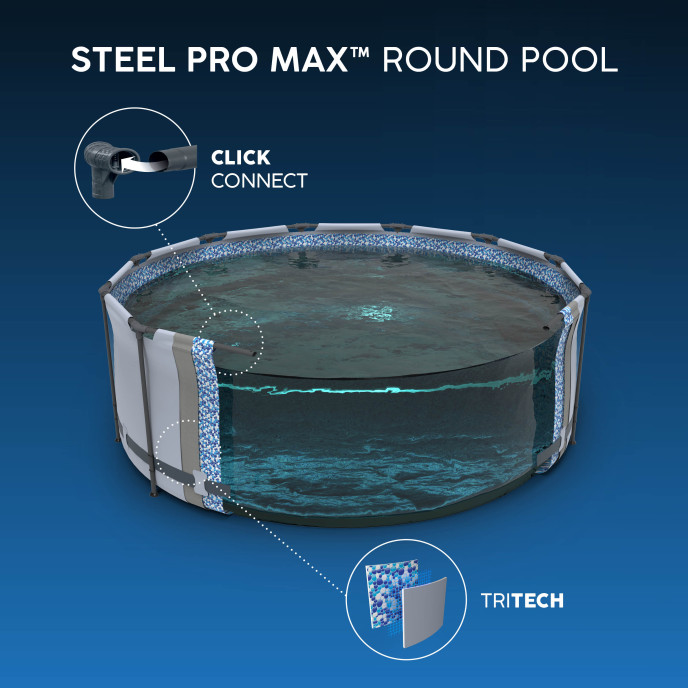 Piscine Bestway tubulaire ronde Steel Pro Max - Ø 457 x H 107 cm (Filtre à cartouche)