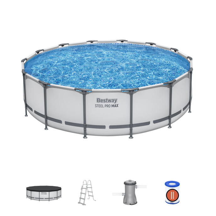 Piscine Bestway tubulaire ronde Steel Pro Max - Ø 427 x H 107 cm (Filtre à cartouche)