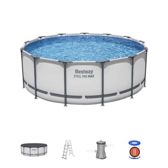 Piscine Bestway tubulaire ronde Steel Pro Max - Ø 396 x H 122 cm (Filtre à cartouche)
