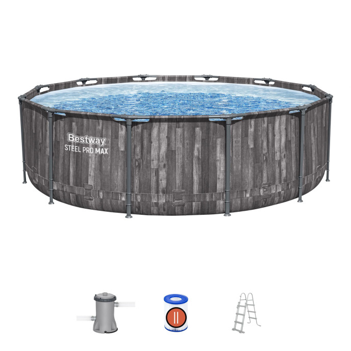 Piscine Bestway tubulaire ronde Steel Pro Max - Ø 366 x H 100 cm (Filtre à cartouche)