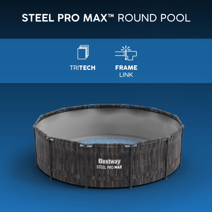 Piscine Bestway tubulaire ronde Steel Pro Max - Ø 366 x H 100 cm (Filtre à cartouche)
