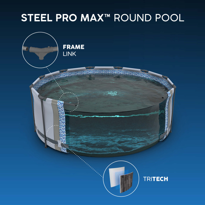Piscine Bestway tubulaire ronde Steel Pro Max - Ø 366 x H 100 cm (Filtre à cartouche)
