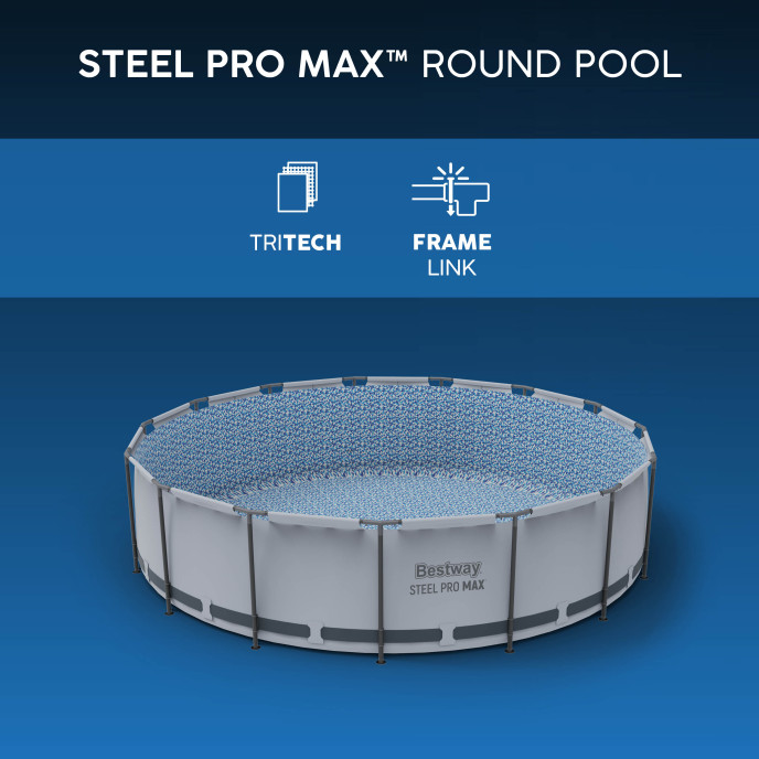 Piscine Bestway tubulaire ronde Steel Pro Max - Ø 366 x H 100 cm (Filtre à cartouche)