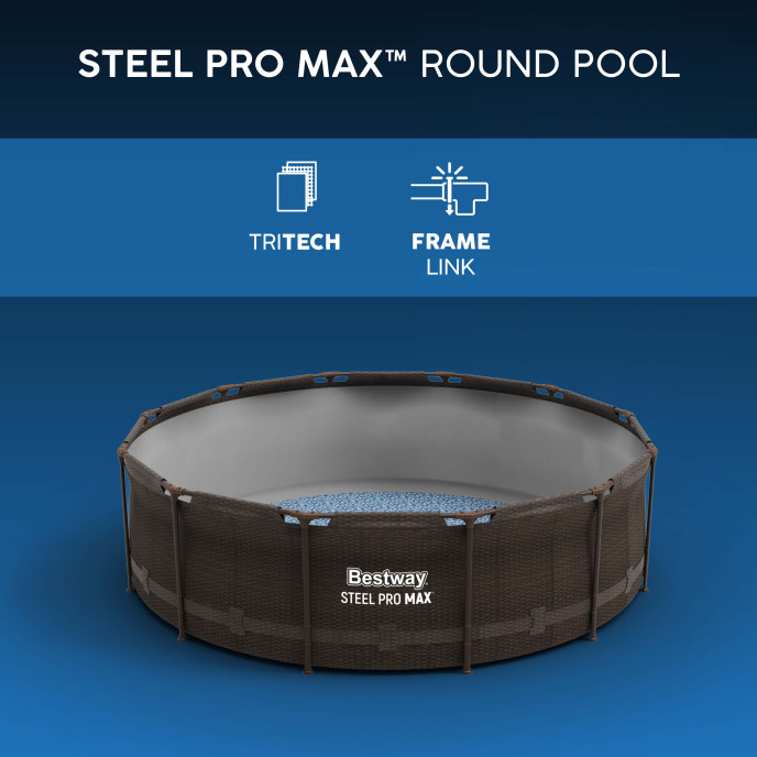Piscine Bestway tubulaire ronde Steel Pro Max - Ø 366 x H 100 cm (Filtre à cartouche)
