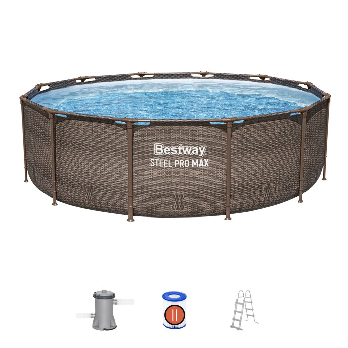 Piscine Bestway tubulaire ronde Steel Pro Max - Ø 366 x H 100 cm (Filtre à cartouche)